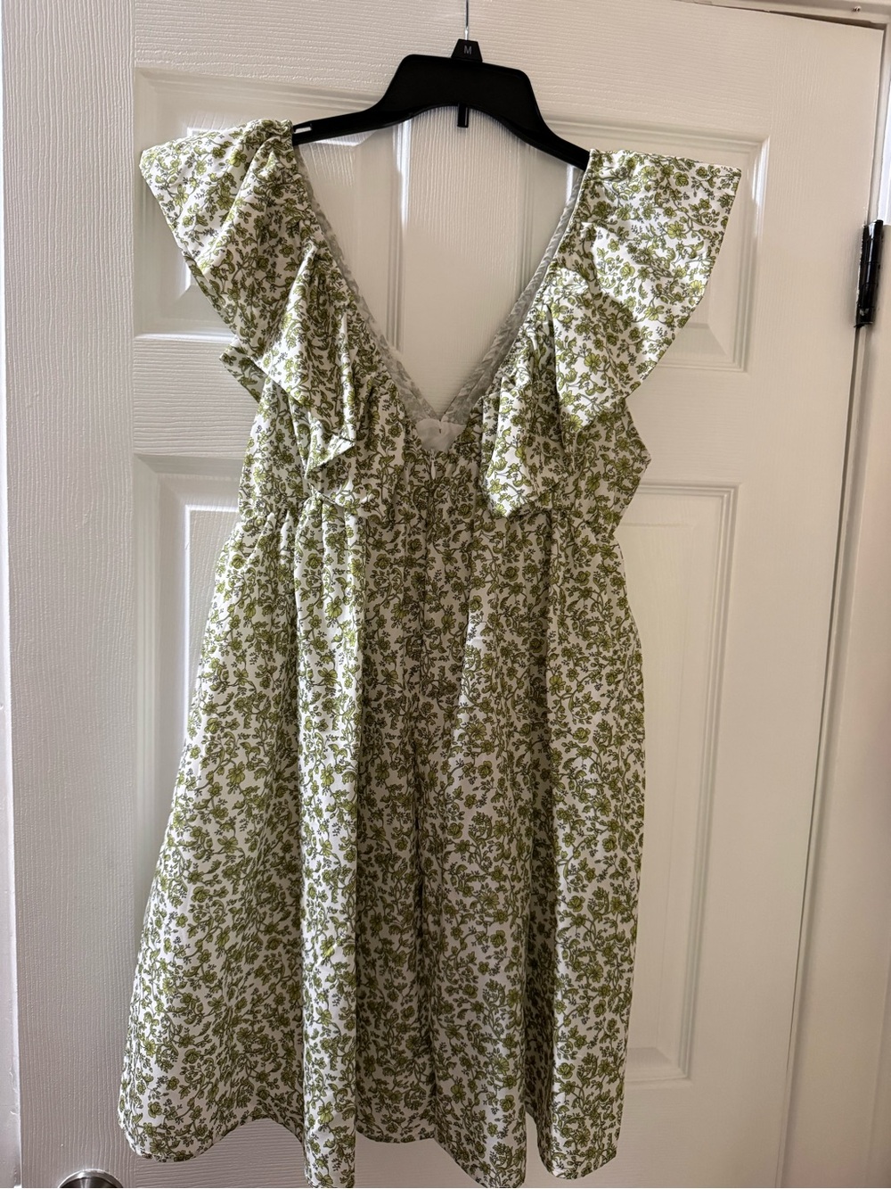 Amazon Green Floral Ruffle Midi Dress with Black Tie - Picture 2 of 2